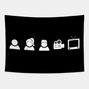 Person Woman Man Camera Tv Icon White Tapestry