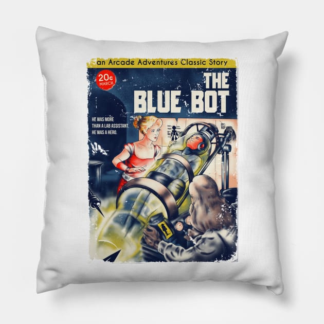 The Blue Bot Pillow by CreativeOutpouring