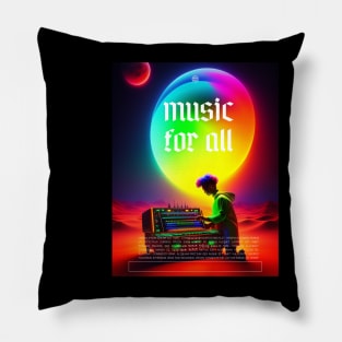 Music for all cute boy make music in the desert with beautiful moon view Pillow