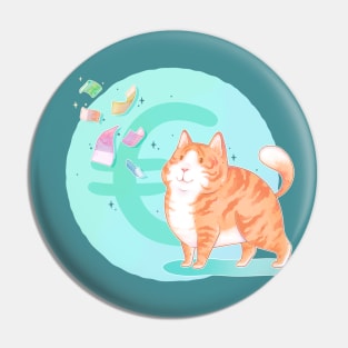 Euro-cat (version with turquoise background) Pin