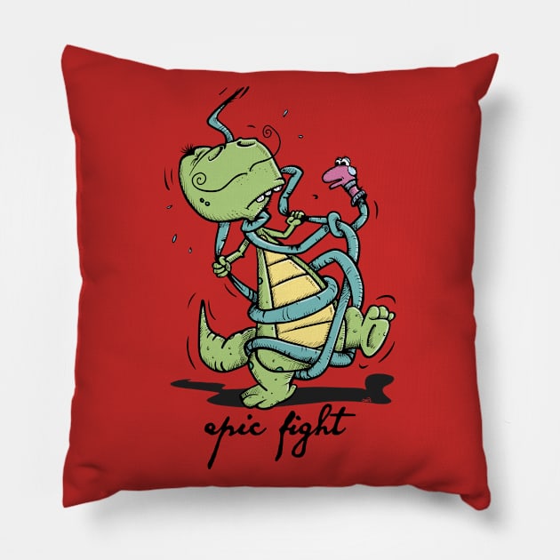 Dinosaur's epic Fight Pillow by schlag.art