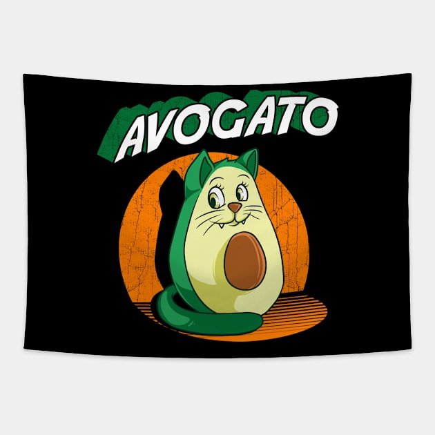 Cute Avogato Avocado Cat Funny Kitty Avo-gato Pun Tapestry by theperfectpresents