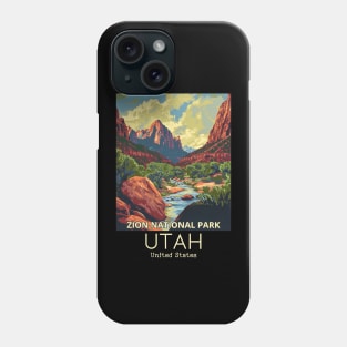 A Vintage Travel Illustration of Zion National Park - Utah - US Phone Case