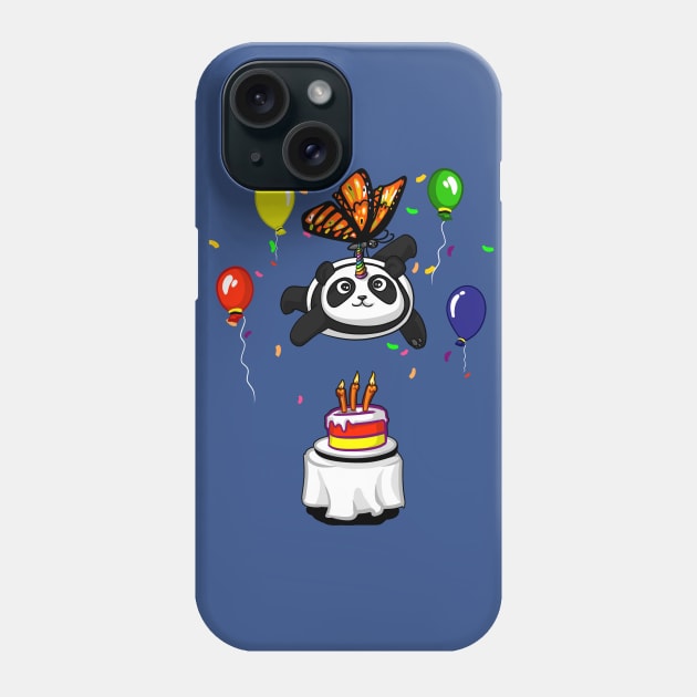 Pandicorn Panda Bear Kid's Birthday Party Butterfly Phone Case by underheaven