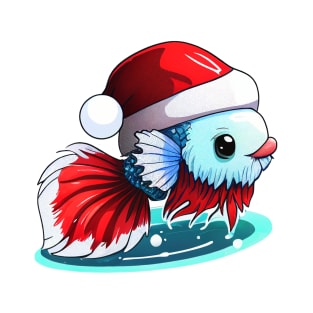 COOL BETTA FISH WITH SANTA HAT - CHRISTMAS T-Shirt