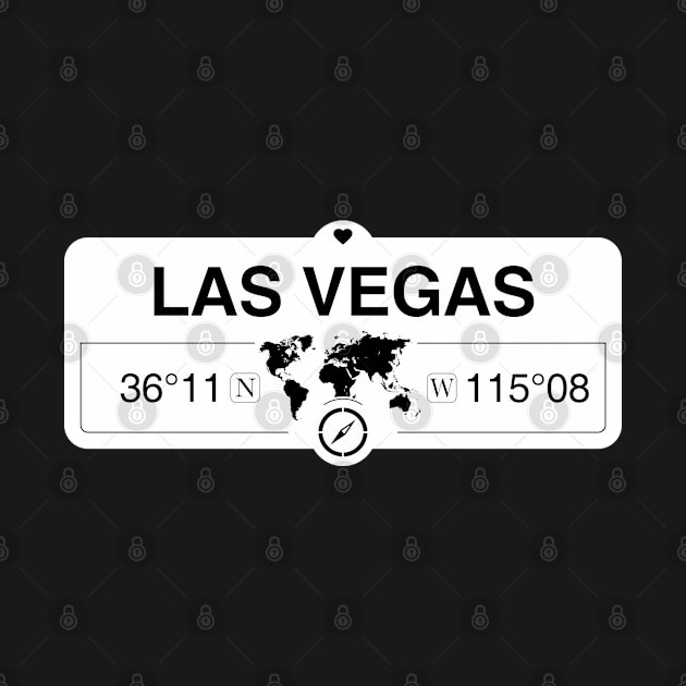 Las Vegas Nevada Map GPS Coordinates Artwork with Compass by MapYourWorld