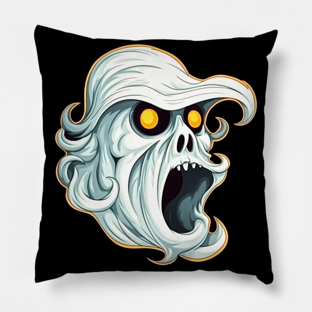 Eerie Halloween Ghoul Art - Spooky Season Delight Pillow by Captain Peter Designs