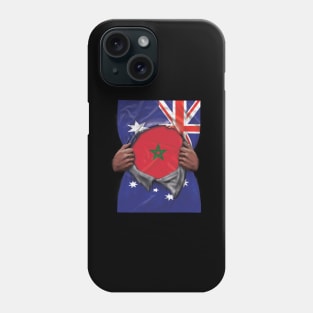 Morocco Flag Australian Flag Ripped Open - Gift for Moroccan From Morocco Phone Case