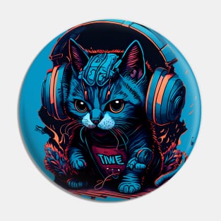 Futuristic Cat DJ Pin