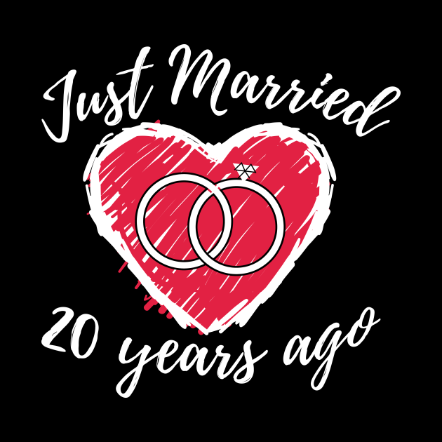 Just Married 20 years ago - 20th Wedding Anniversary Funny Couple T-Shirt - Just Married Couple ...