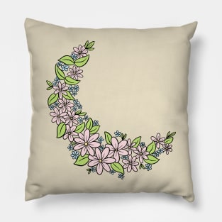 Flower Lunar moon Floral Illustration Pillow