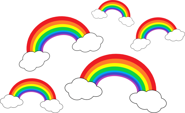 Rainbows and Clouds Kids T-Shirt by JeanKellyPhoto