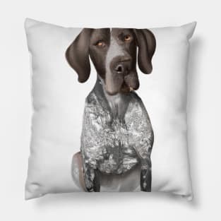 Cute German Shorthaired Pointer Drawing Pillow