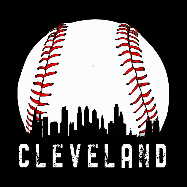 Vintage Cleveland Ohio Downtown Skyline Baseball by justiceberate