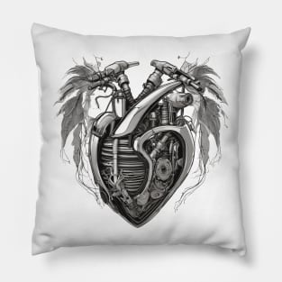 Biker at heart motorbike engine love Pillow