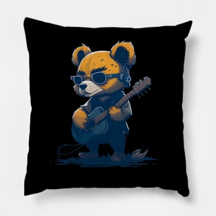 Bear Playing Guitar Pillow