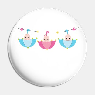 Triplets baby hanging umbrella baby shower Pin