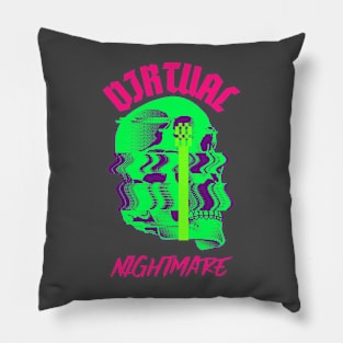 Virtual Nightmare Glitch Skull Pillow