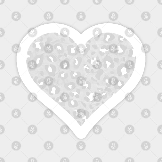 Pastel Gray and White Leopard Print Heart Magnet by bumblefuzzies