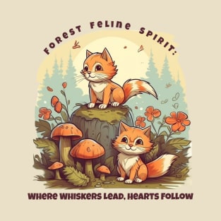 Forest Feline Spirit: Where Whiskers Lead, Hearts Follow T-Shirt