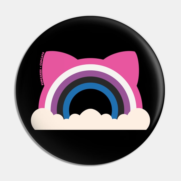 Gender Fluid Pride Cat Ear Rainbow Pin by Pupcakes and Cupcats