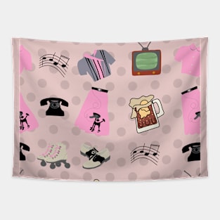 Sock Hop Rock N Roll 1950s Nostalgia Tapestry