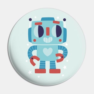 Cute Blue Robot Pin