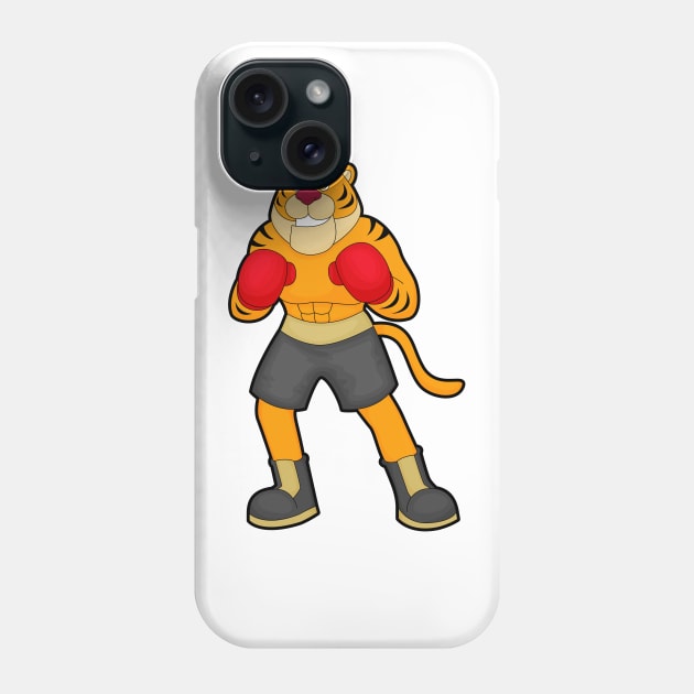 Tiger at Boxing with Boxing gloves Phone Case by Markus Schnabel