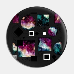 Watercolor Galaxy in Squares and Circles Pin