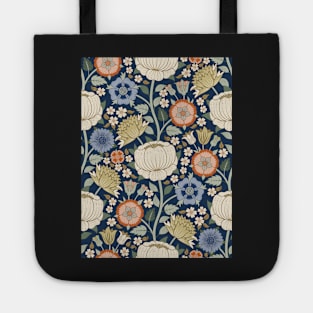 Graphic Victorian Floral Design inspired by Arts and Crafts Movement Tote