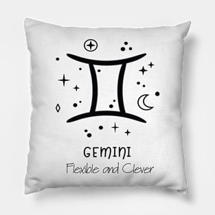 Gemini Personality Black Text Pillow