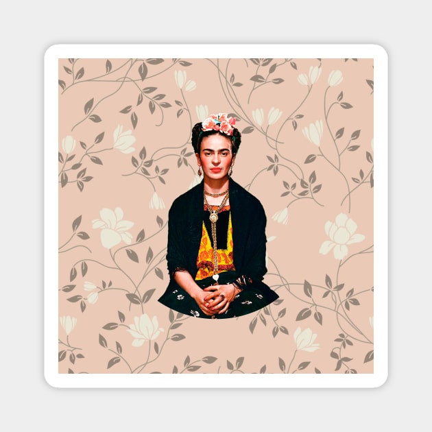 Frida Kahlo - The Rose Flower of Feminism Magnet by François Belchior