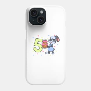 I am 5 with bunny - girl birthday 5 years old Phone Case