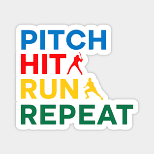 Softball Hit Run Repeat Magnet