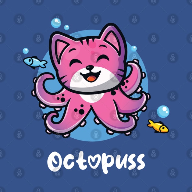 Octopuss funny octopus cat (on dark colors) by Messy Nessie