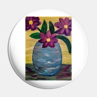 beautiful large abstract flowers in a blue and silver metallic vase Pin