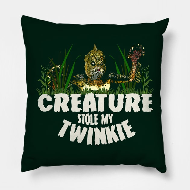 Creature stole my Twinkie from Monster Squad Pillow by woodsman