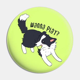 Cute border collie playing with a tennis ball Pin