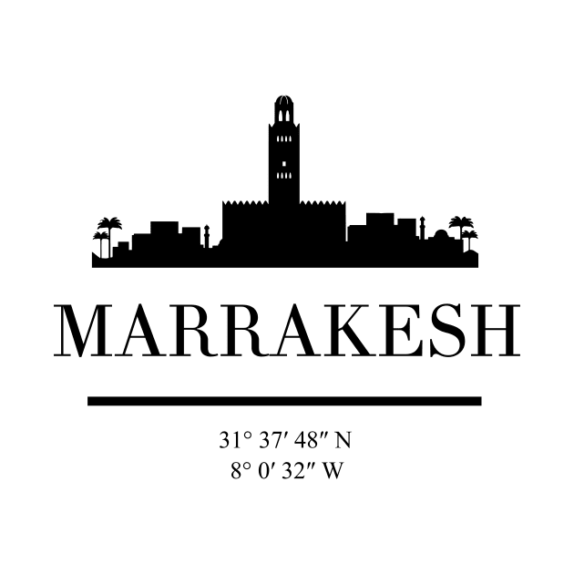 MARRAKESH MOROCCO BLACK SILHOUETTE SKYLINE ART by deificusArt