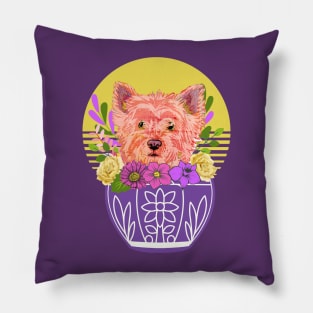 Cairn Terrier with Flowers Pillow