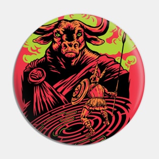 Cool Minotaur and Labyrinth Greek Mythology Pin