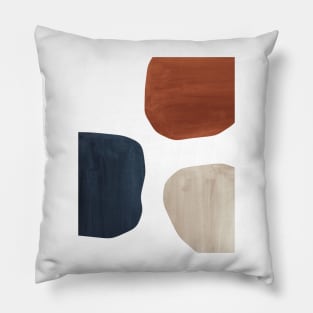 Terracotta, navy and beige organic shapes Pillow