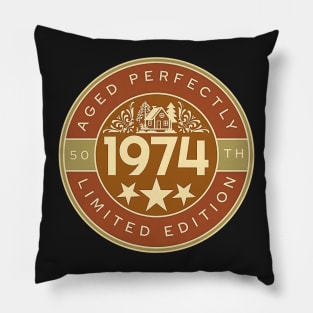 Copy of Vintage 1974 Retro 50th Birthday Gift Distressed Design Pillow