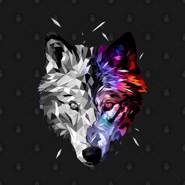 Cosmic Wolf Low Poly Abstract by pxl_g