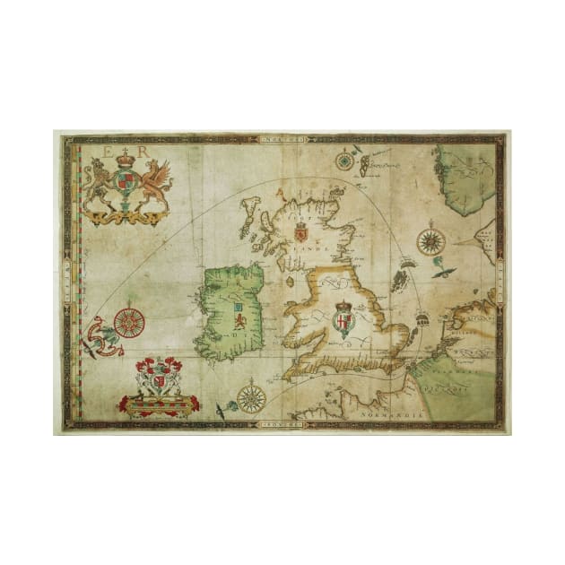 Vintage Map of The British Isles (1590) by Bravuramedia