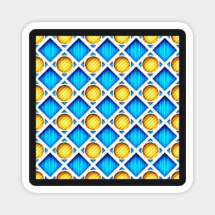 Colorful Yellow and Blue 3d Geometric Pattern Magnet