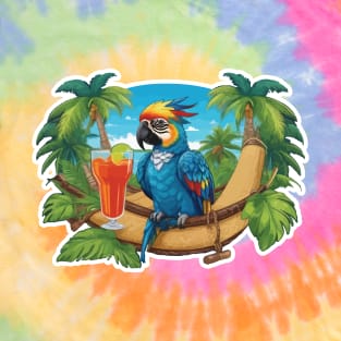 Rainbow Macaw Cocktail Tropic Vacation T-Shirt