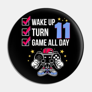 Gamer Birthday 11 Years Old Level 11 Unlocked Pin