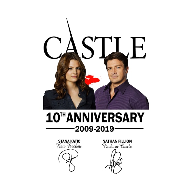 Castle, 10th, Anniversary, 2009, 2019, Stana, Katic, Kate, Beckett, Nathan, Fillion, Richard, White by VEQXAX