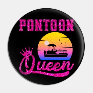 Pontoon Queen Vintage Funny Pontoon Boat Lover Girls Pin